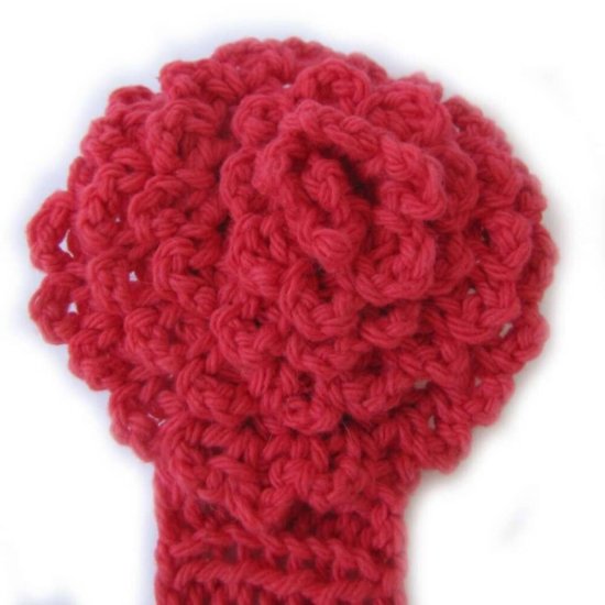 KSS Red Knitted Headband with Red Flower 14 - 16" - Click Image to Close