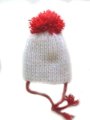 KSS White Hat with Red Pom Pom (Newborn)