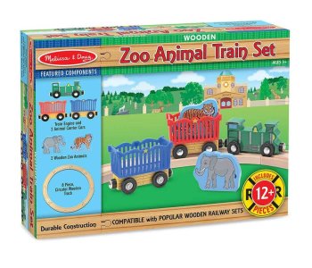 Melissa & Doug Zoo Animal Wooden Train Set Circle