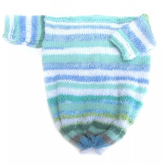 KSS Knitted Striped Baby bag in blue colors 0 - 6 Months - Click Image to Close