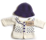 KSS White Baby Sweater/Cardigan & Hat (3 - 6 Months) SW-1039