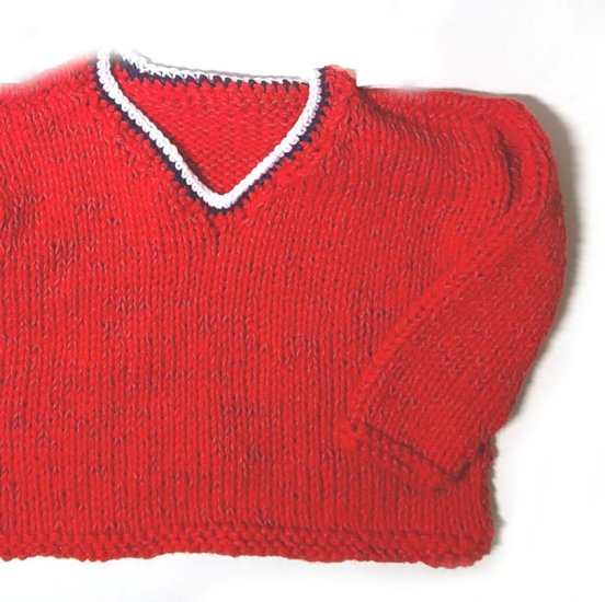 KSS Soft Red V-neck Pullover Sweater & Hat (6 Years) SW-1086 - Click Image to Close