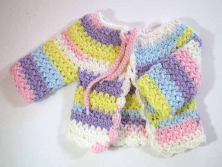 KSS Pastel Sweater/Cardigan with a Hat Newborn - 3 Months - Click Image to Close