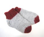 KSS Grey/Red Acrylic Knitted Booties (0 - 3 Months) KSS-BO-114