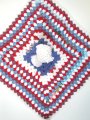 KSS Crocheted Red, White and Blue Rabbit Blanky 14x14" TO-075