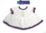 KSS Baby Crocheted White/Purple Cotton Dress 3 Months