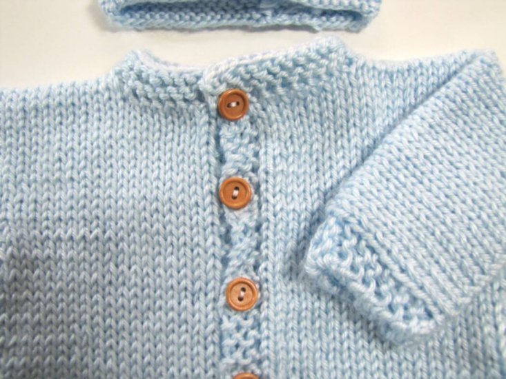 KSS Light Blue Soft Sweater/Cardigan and Hat (3 Months) SW-736