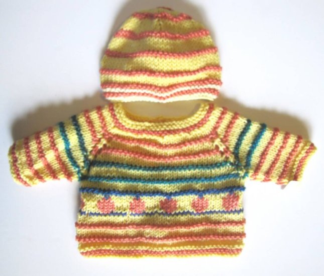 KSS Persimmon Striped Pullover Sweater with a Hat (12 Months) - Click Image to Close