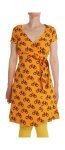 DUNS Sweden Adult "Bikes Yellow" Short Sleeve Cotton Wrap Dress XS