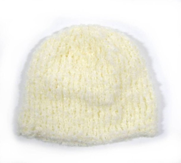KSS Fluffy Yellow Beanie Knitted Cap14\" (3 Months) HA-605-S