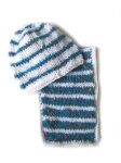 KSS Blue/White Knitted Hat and Scarf Set 10-13" (NB - 3M)