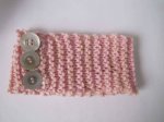 KSS Pink Knitted Cotton Headband with Buttons 13 - 16"