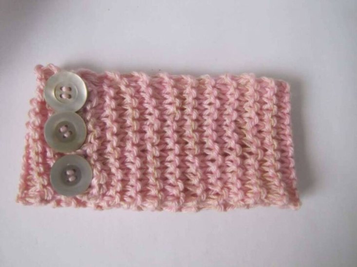 KSS Pink Knitted Cotton Headband with Buttons 13 - 16