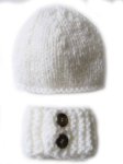 KSS White Knitted Hat and Scarf Set 14 - 16" (0 - 24 Months)