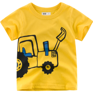Kids Organic Cotton Yellow with a Truck T-Shirt 6-7 Years