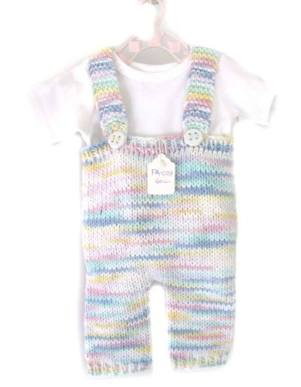 KSS Suspender Pants in Pastel Cotton with T-shirt (0 - 3 Months)