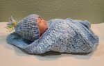 KSS Blue Baby Blanket 20"x20" and Hat Newborn and up BB-142