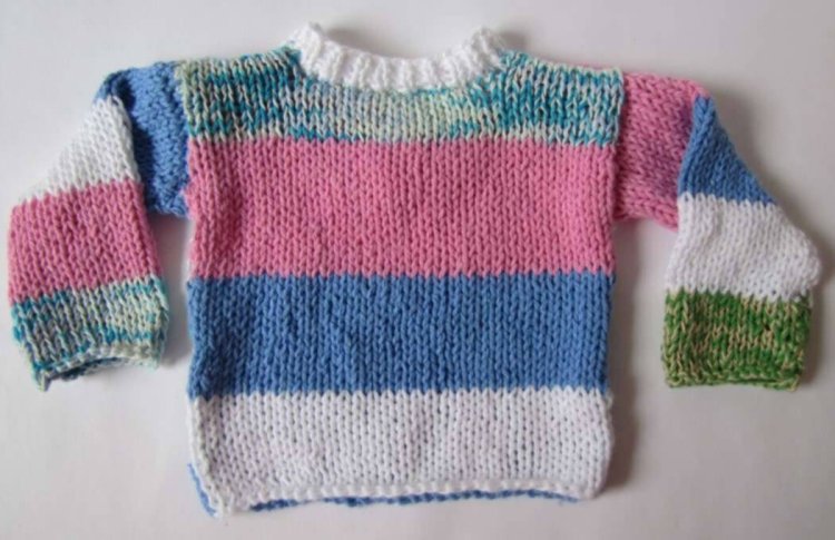 KSS White Blue and Pink Cotton Sweater (12 Months) SW-216 - Click Image to Close