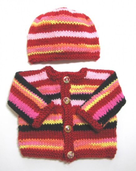 KSS Very Colorful Sweater/Jacket and Cap set (6 Months) SW-711 - Click Image to Close