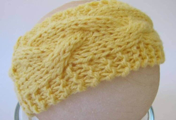 KSS Yellow Knitted Braid Headband 13-15" (3 - 9 Months) - Click Image to Close