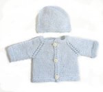 KSS Light Blue Sweater/Cardigan with a Hat (3 Months) SW-629