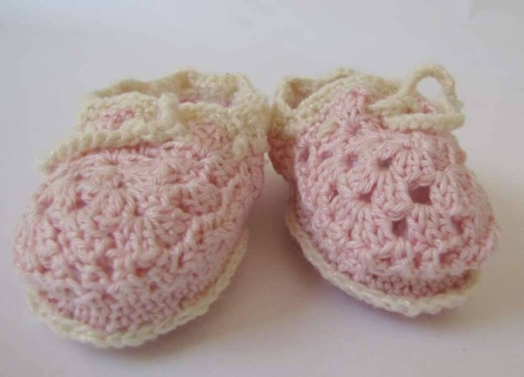 KSS Pink Cotton Crocheted Loafers Booties (3 - 6 Months) - Click Image to Close