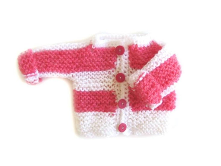 KSS Pink & White Striped Baby Sweater (3 Months) - Click Image to Close