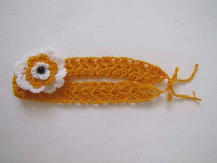 KSS Yellow Crocheted Cotton Headband 14-17" - Click Image to Close