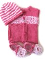 KSS Pink Sweater Vest, Hat & Booties (6-9 Months)