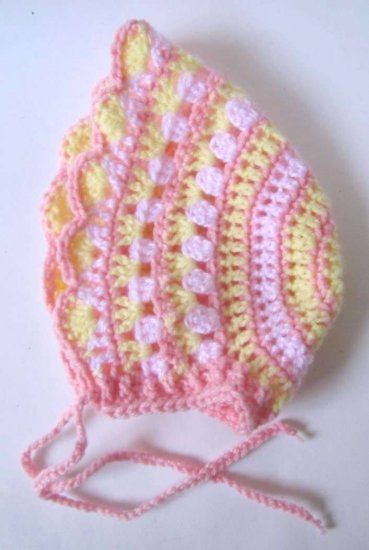 KSS Pink/Yellow Bonnet Type Hat 14 - 16" (12 - 24 Months) HA-309 - Click Image to Close