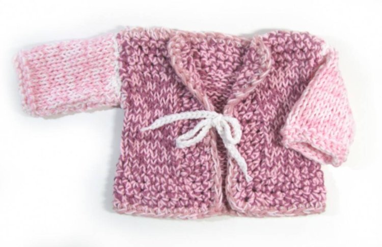 KSS Red/Pink Heavy Baby Sweater/Cardigan (6 Months) SW-794 - Click Image to Close