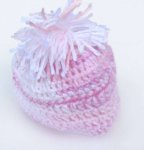 KSS Pink & White Beanie with a Tassell 13-14" (0 - 1 Years) HA-396