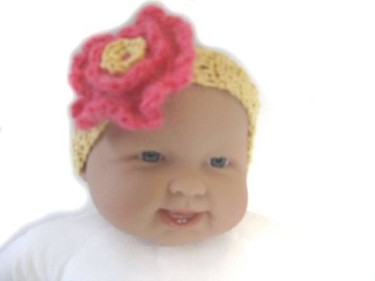 KSS Yellow Cotton Headband with Pink 15-17" (1-2 Years) - Click Image to Close