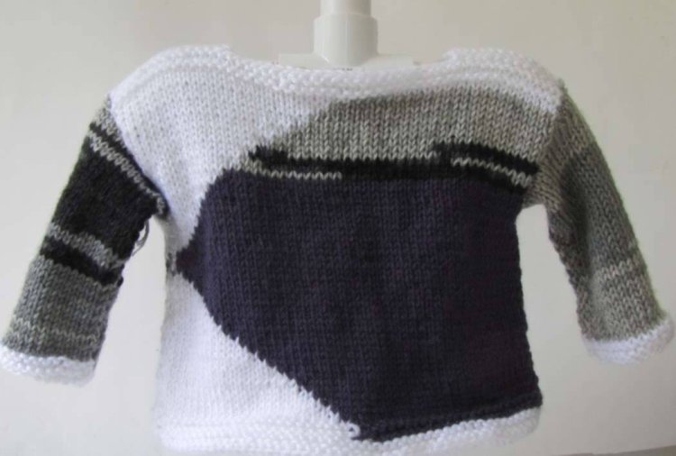 KSS Free Form Navy, Purple and White Pullover Sweater (3-4 Years) - Click Image to Close