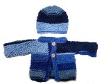 KSS Blue Baby Sweater/Cardigan & Hat (3-6 Months) SW-1106