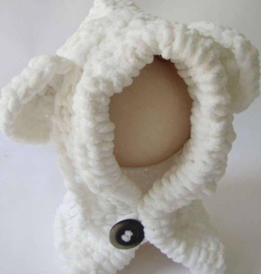 KSS White Animal Ear Hoodie Hat/Scarf in One Toddler and up - Click Image to Close