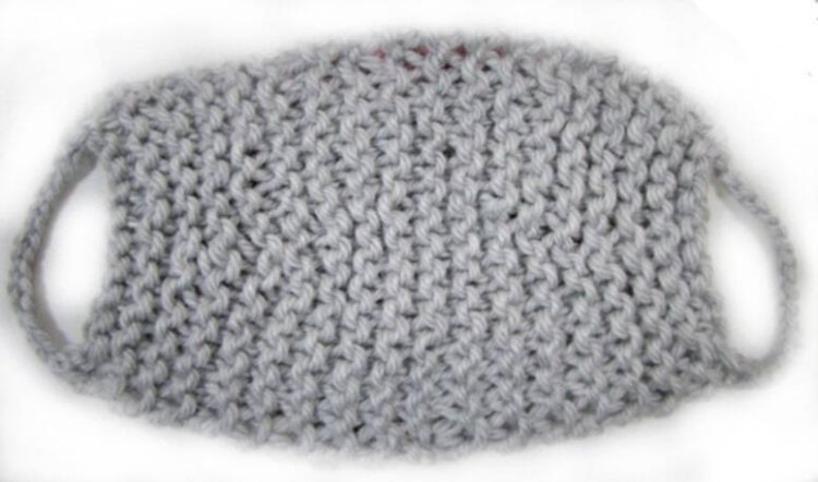 KSS Grey Knitted Lined Ear to Ear Soft Face Mask Adult