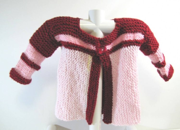 KSS Red/Pink Sideways Knit Baby Sweater/Jacket (18 Months) SW-720