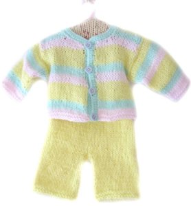 KSS Pastel Sweater/Cardigan with Pants (3-6 Months)