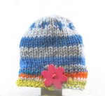 KSS Grey/Blue with Pink Button Hat with 13" (0-3 Months) KSS-HA-661