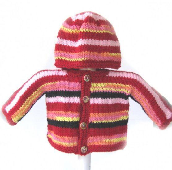 KSS Very Colorful Sweater/Jacket and Cap set (6 Months) SW-711 - Click Image to Close