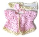 KSS Baby Crocheted Pink/Ivory Dress & Headband 3 Months DR-103