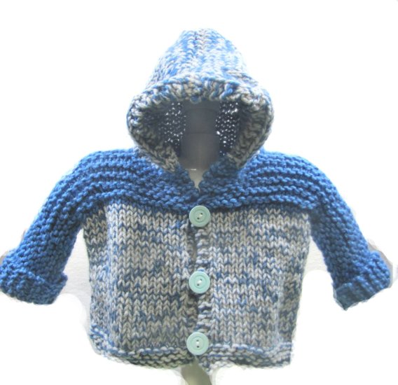 KSS Soft Blue/Grey Hooded Baby Sweater/Jacket (6 Months) SW-922