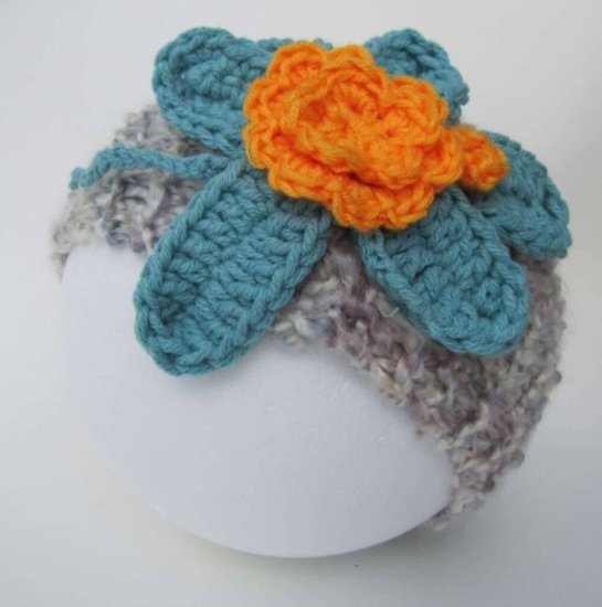 KSS Earth Headband with Orange/Green Flower 15-17" - Click Image to Close