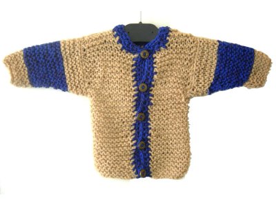 KSS Earth Cardigan with Blue trim Size 3 - 6 Months