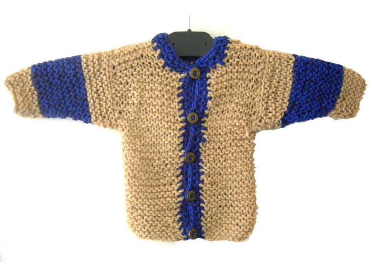 KSS Earth Cardigan with Blue trim Size 3 - 6 Months