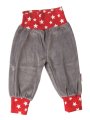 Liten Jag Gray Velour Pants with Stars on Red 2 - 6 Months
