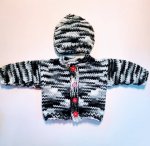 KSS Black and White Sweater/Jacket and a Hat (6 Months) SW-1026