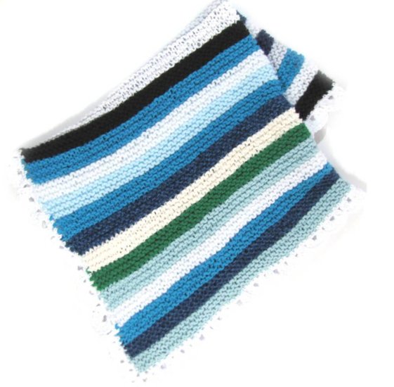 KSS Large Blue/White Stripes Baby Blanket Newborn and up BB-119 - Click Image to Close