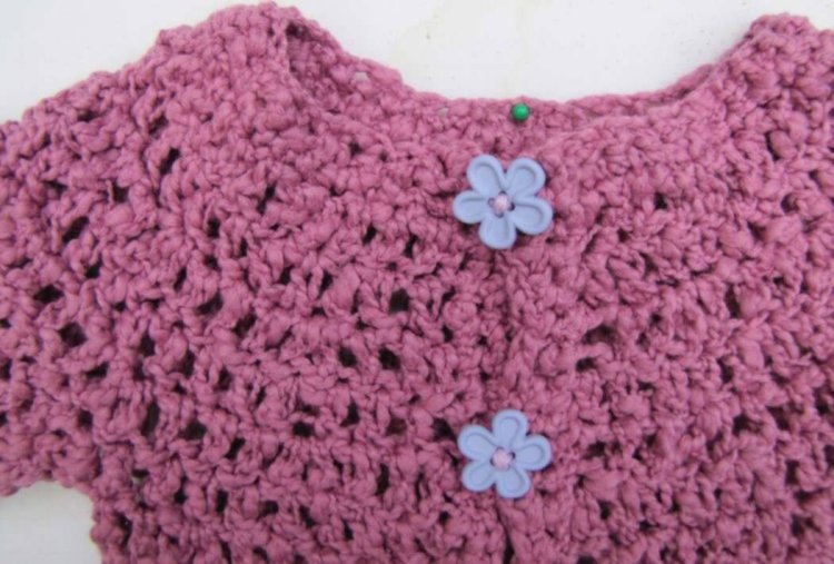KSS Dark Pink Crocheted Sweater/Cardigan 2 Years - Click Image to Close